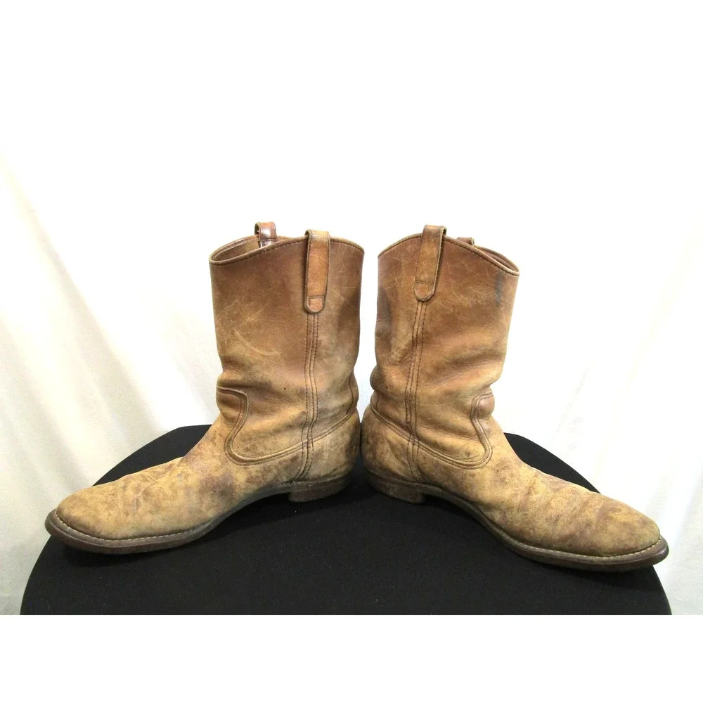 VTG Red Wing Distressed Brown Leather Roper Style Cowboy Boots Men 11D
